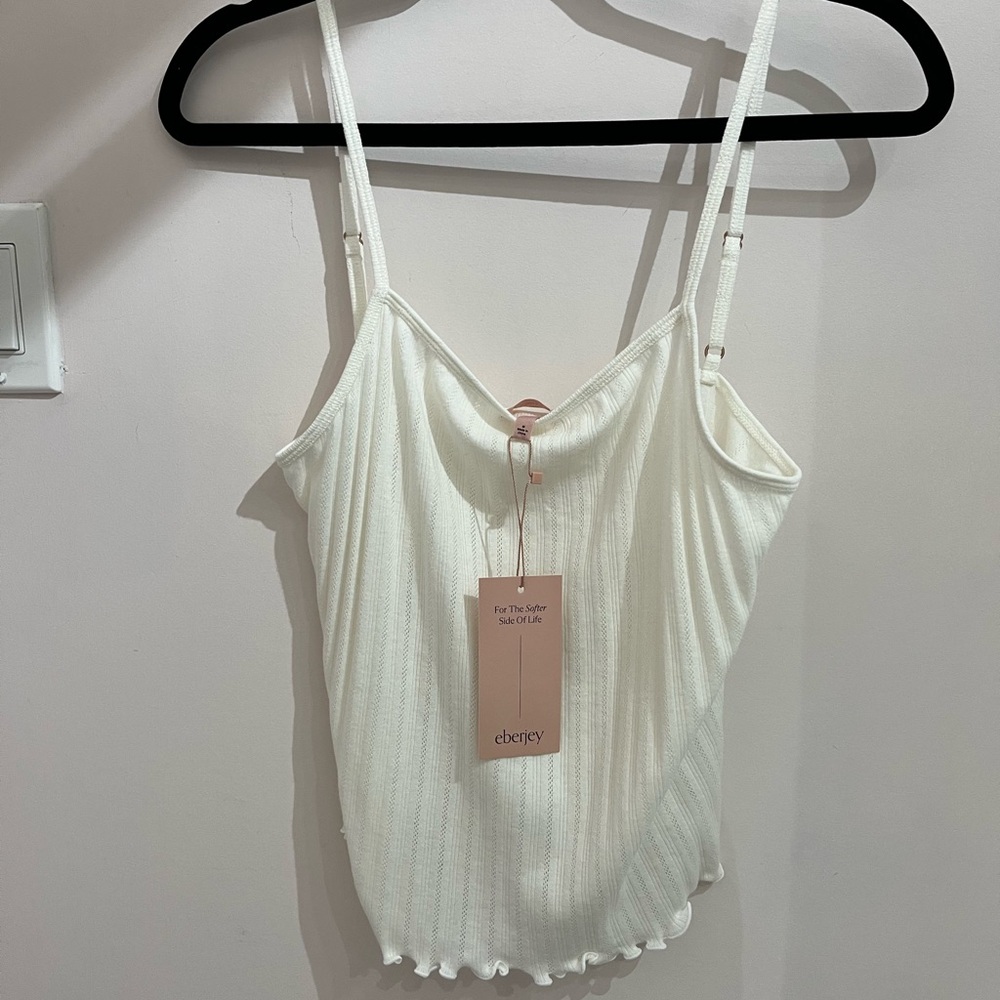 Eberjey Cream Ribbed Camisole Top